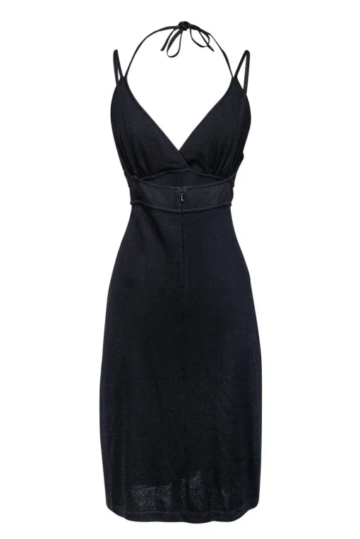 St. John Evening - Black Halter Plunge Dress Sz 12