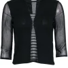 St. John Evening - Black Knit Sweater Top w/ Sheer Opening Sz 0