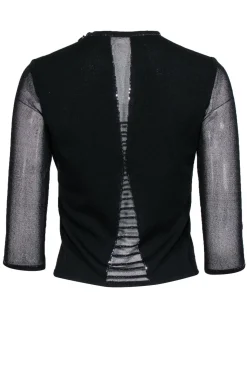 St. John Evening - Black Knit Sweater Top w/ Sheer Opening Sz 0