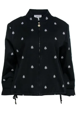 St. John Sport - Black Bee Embroidered Zip-Up Jacket Sz L