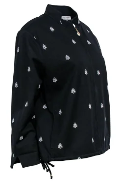 St. John Sport - Black Bee Embroidered Zip-Up Jacket Sz L