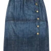St. John Sport - Denim Knit Waist Midi Skirt Sz 4