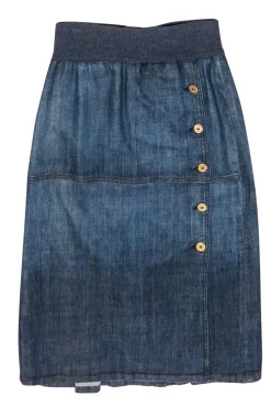 St. John Sport - Denim Knit Waist Midi Skirt Sz 4