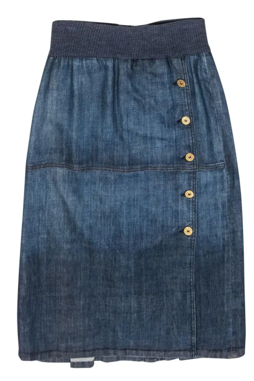 St. John Sport - Denim Knit Waist Midi Skirt Sz 4