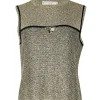St. John Sport - Green & Metallic Gold Knit Tank Top Sz M