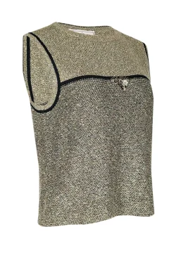 St. John Sport - Green & Metallic Gold Knit Tank Top Sz M