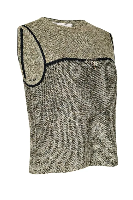 St. John Sport - Green & Metallic Gold Knit Tank Top Sz M