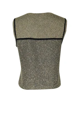St. John Sport - Green & Metallic Gold Knit Tank Top Sz M