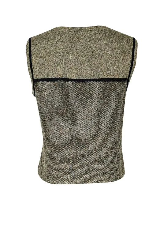 St. John Sport - Green & Metallic Gold Knit Tank Top Sz M