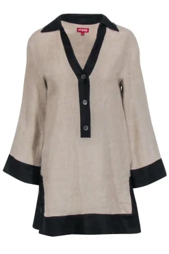 Staud - Beige Linen w/ Black Trim Tunic Sz XS