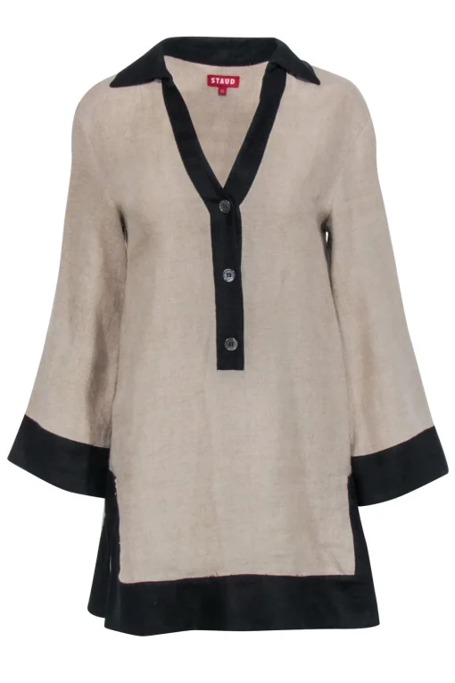 Staud - Beige Linen w/ Black Trim Tunic Sz XS
