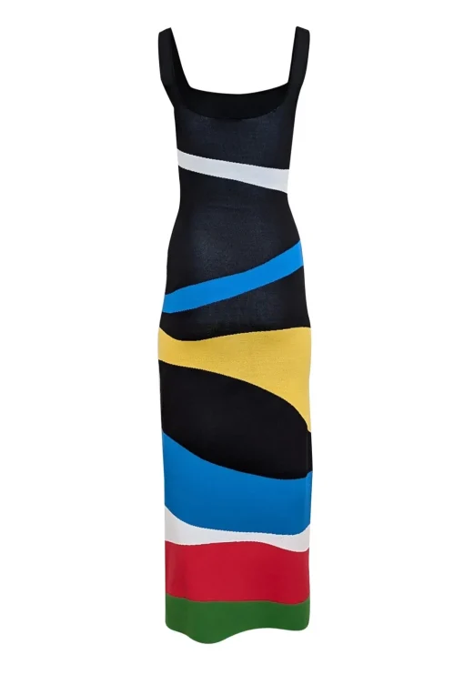 Staud - Black & Multi Color Print Sleeveless Maxi Dress Sz S
