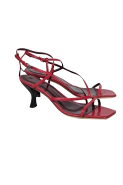 Staud - Red Square Toe Strappy Kitten Heel Sz 12