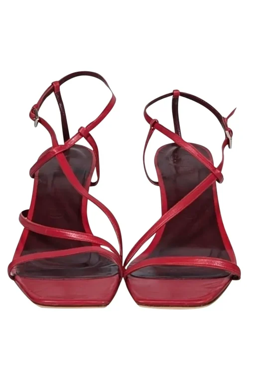 Staud - Red Square Toe Strappy Kitten Heel Sz 12