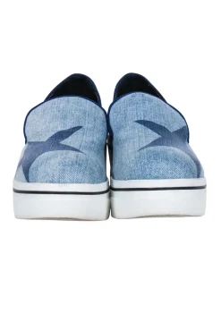 Stella McCartney - Blue Denim Chambray Star Print Platform Loafers Sz 11