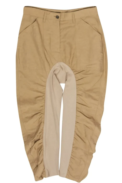 Stella McCartney - Khaki Curve Ruched "Tina" Paneled Pants Sz 4