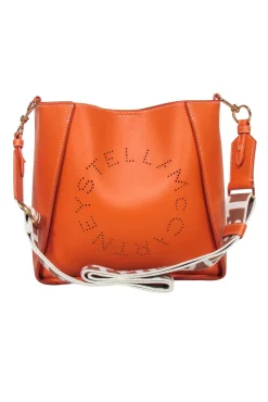 Stella McCartney - Orange Mini Embossed Grainy Mat Faux Leather Crossbody Bag