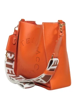 Stella McCartney - Orange Mini Embossed Grainy Mat Faux Leather Crossbody Bag