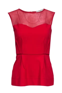 Stella McCartney - Red Sleeveless Peplum Top Sz 6