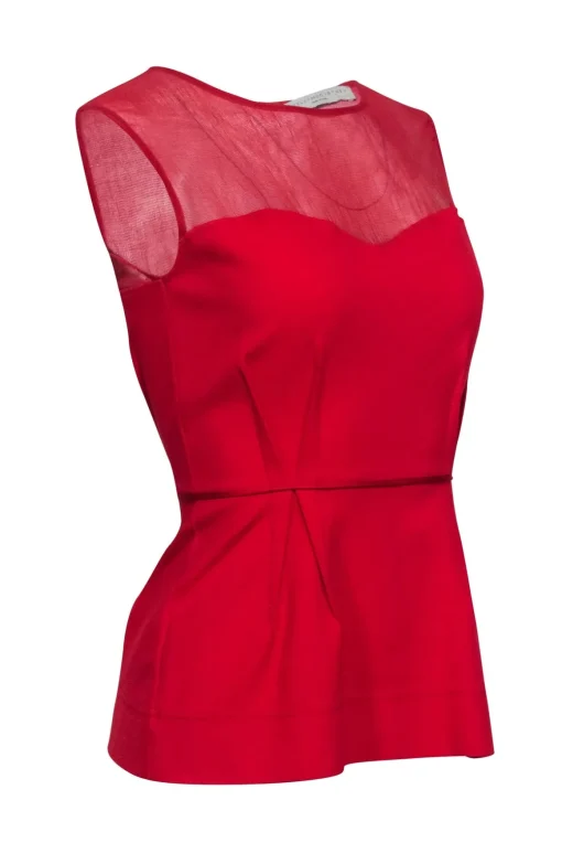 Stella McCartney - Red Sleeveless Peplum Top Sz 6