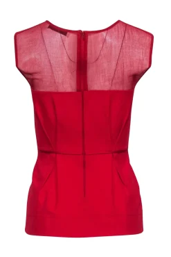 Stella McCartney - Red Sleeveless Peplum Top Sz 6