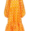 Stella Nova - Yellow & Orange Checkered Long Sleeve Shift Dress Sz 6