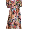 Stine Goya - Peach & Multi Color Print Puff Sleeve Dress Sz XS