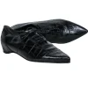 Stuart Weitzman - Black Croc Embossed Leather Flat Shoes Sz 8