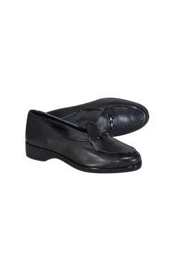 Stuart Weitzman - Black Leather Loafers w/ Patent Trim & Bow Accent Sz 10