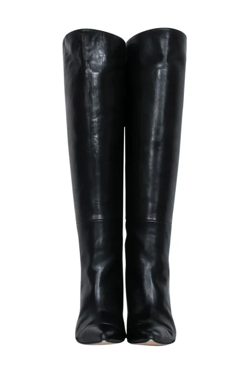 Stuart Weitzman - Black Leather Tall Boots w/ Stiletto Heel Sz 6