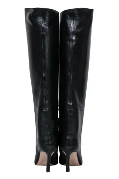 Stuart Weitzman - Black Leather Tall Boots w/ Stiletto Heel Sz 6