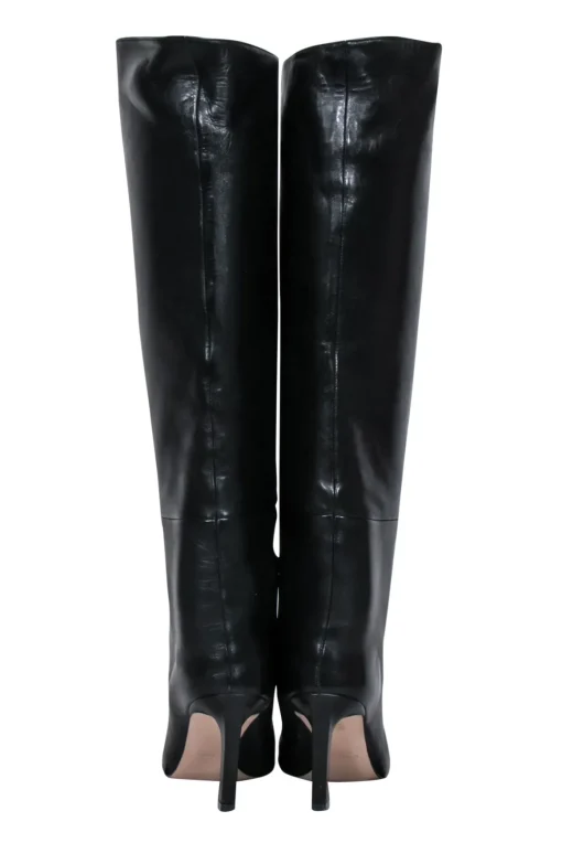 Stuart Weitzman - Black Leather Tall Boots w/ Stiletto Heel Sz 6