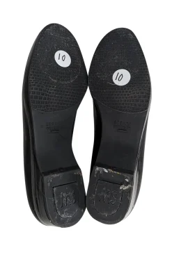 Stuart Weitzman - Black Leather Loafers w/ Patent Trim & Bow Accent Sz 10