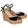 Stuart Weitzman - Black Patent Leather Peep Toe Wedges Sz 8