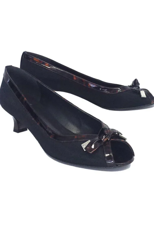 Stuart Weitzman - Black Peep Toe Pumps w/ Tortoise Trim Sz 9