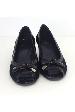 Stuart Weitzman - Black Peep Toe Pumps w/ Tortoise Trim Sz 9