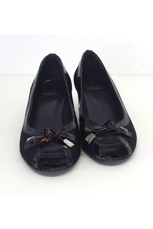 Stuart Weitzman - Black Peep Toe Pumps w/ Tortoise Trim Sz 9