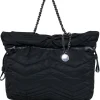 Stuart Weitzman - Black Quilted Puffer Tote Bag w/ Chain Straps
