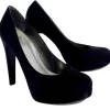 Stuart Weitzman - Black Satin Round Toe Platform Pumps Sz 9.5