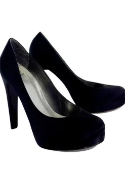 Stuart Weitzman - Black Satin Round Toe Platform Pumps Sz 9.5