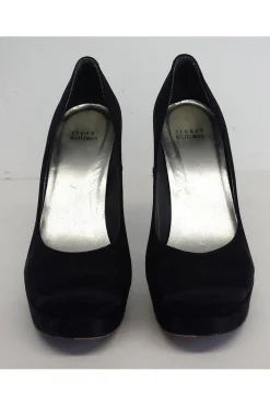 Stuart Weitzman - Black Satin Round Toe Platform Pumps Sz 9.5