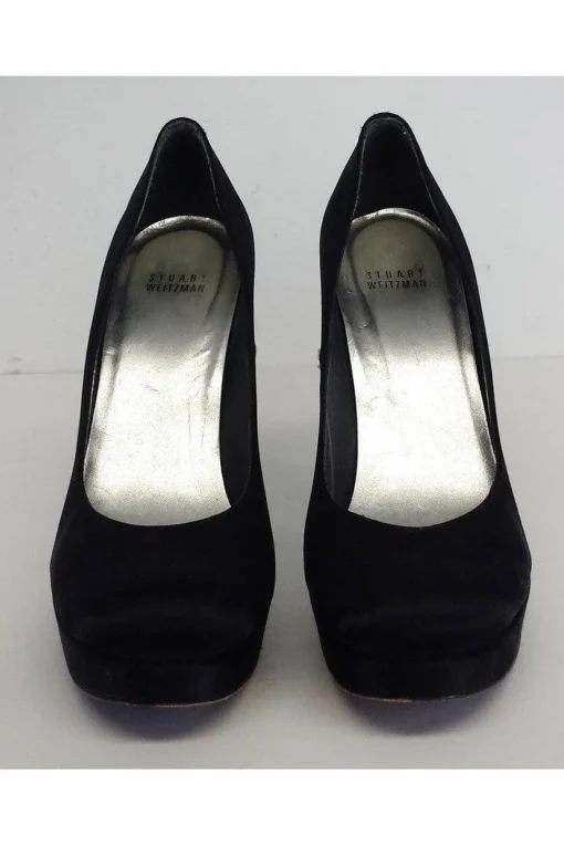 Stuart Weitzman - Black Satin Round Toe Platform Pumps Sz 9.5