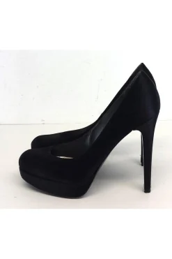 Stuart Weitzman - Black Satin Round Toe Platform Pumps Sz 9.5