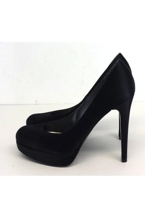 Stuart Weitzman - Black Satin Round Toe Platform Pumps Sz 9.5