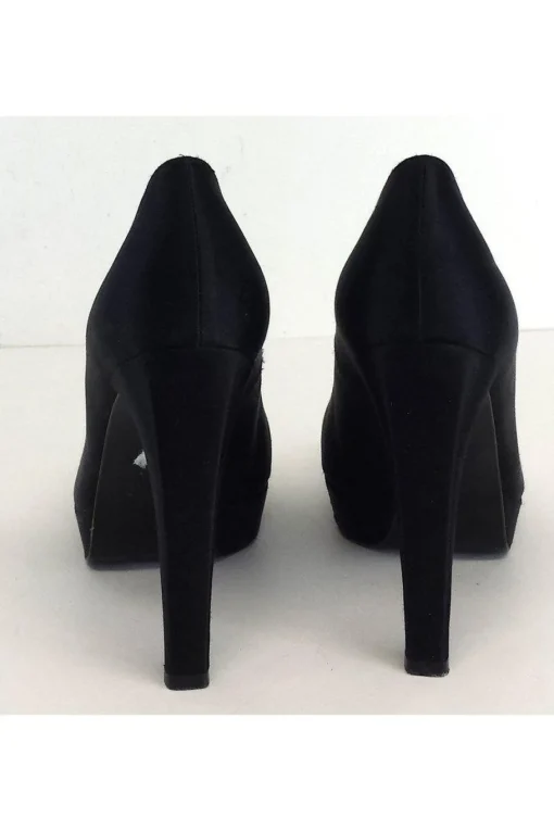 Stuart Weitzman - Black Satin Round Toe Platform Pumps Sz 9.5