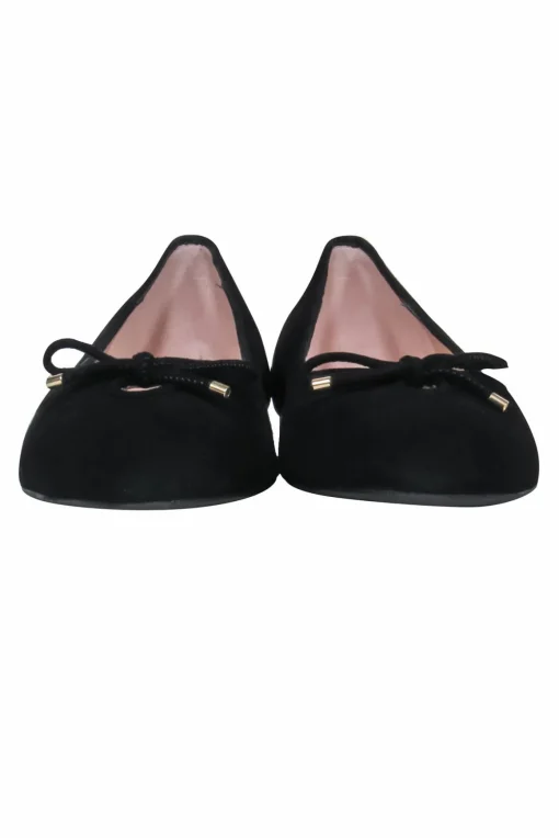 Stuart Weitzman - Black Suede "Gabby" Ballerina Flats w/ Bow Sz 8.5