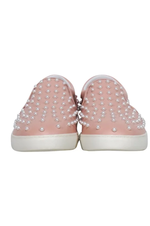 Stuart Weitzman - Blush Pink Slip On Pearl trim Flats Sz 11.5