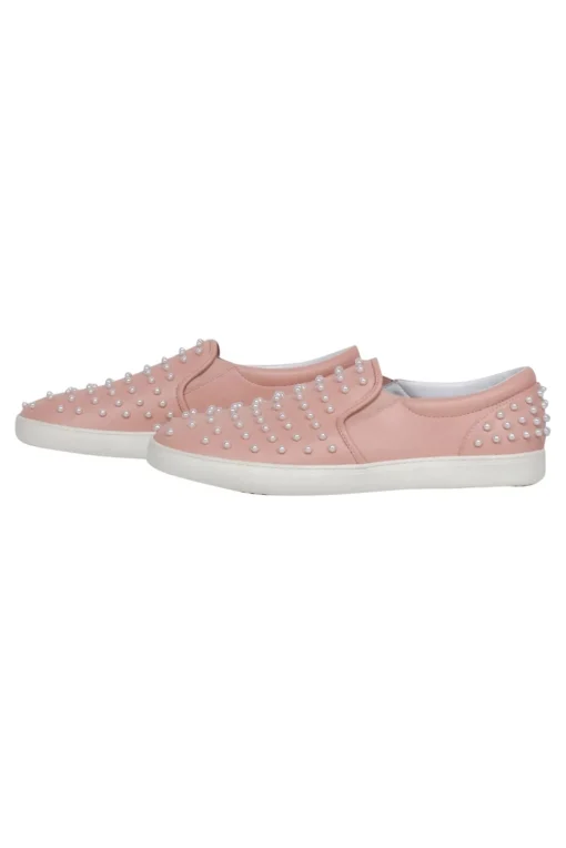 Stuart Weitzman - Blush Pink Slip On Pearl trim Flats Sz 11.5