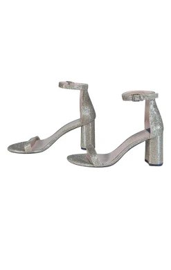 Stuart Weitzman - Champgane Gold Glitter Block Heel Sandal Sz 9.5