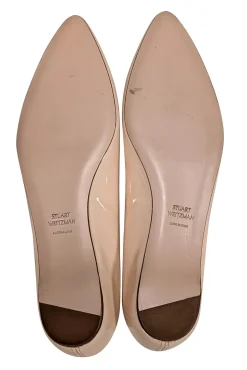 Stuart Weitzman - Cream Patent Leather Pointed-Toe Flats Sz 5